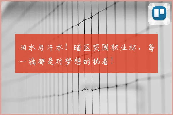 泪水与汗水!暗区突围职业杯,每一滴都是对梦想的执着!